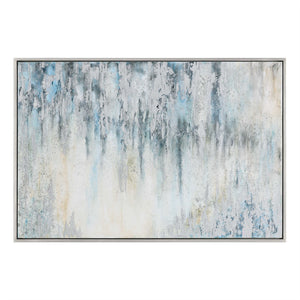 Oversized Abstract Running Colors Artwork – Grey & Blue