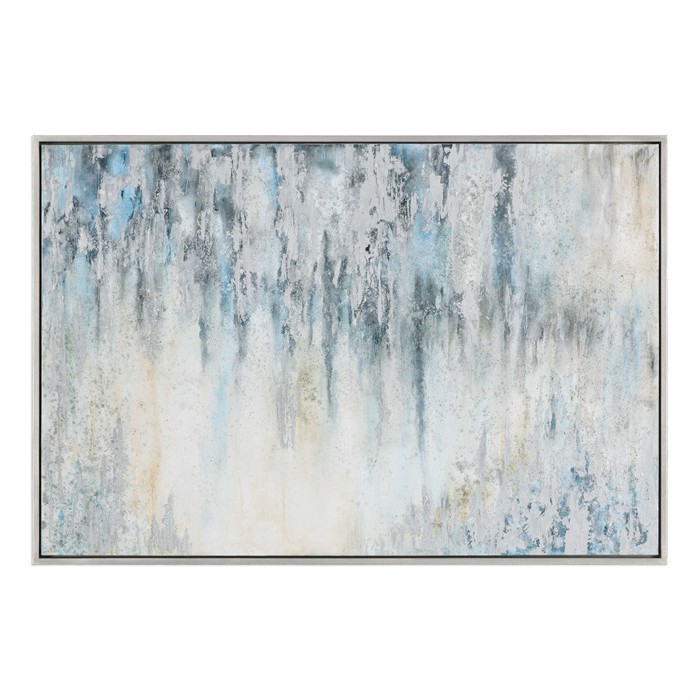 Oversized Abstract Running Colors Artwork – Grey & Blue