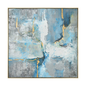 Oversized Blue & Gold Abstract Artwork