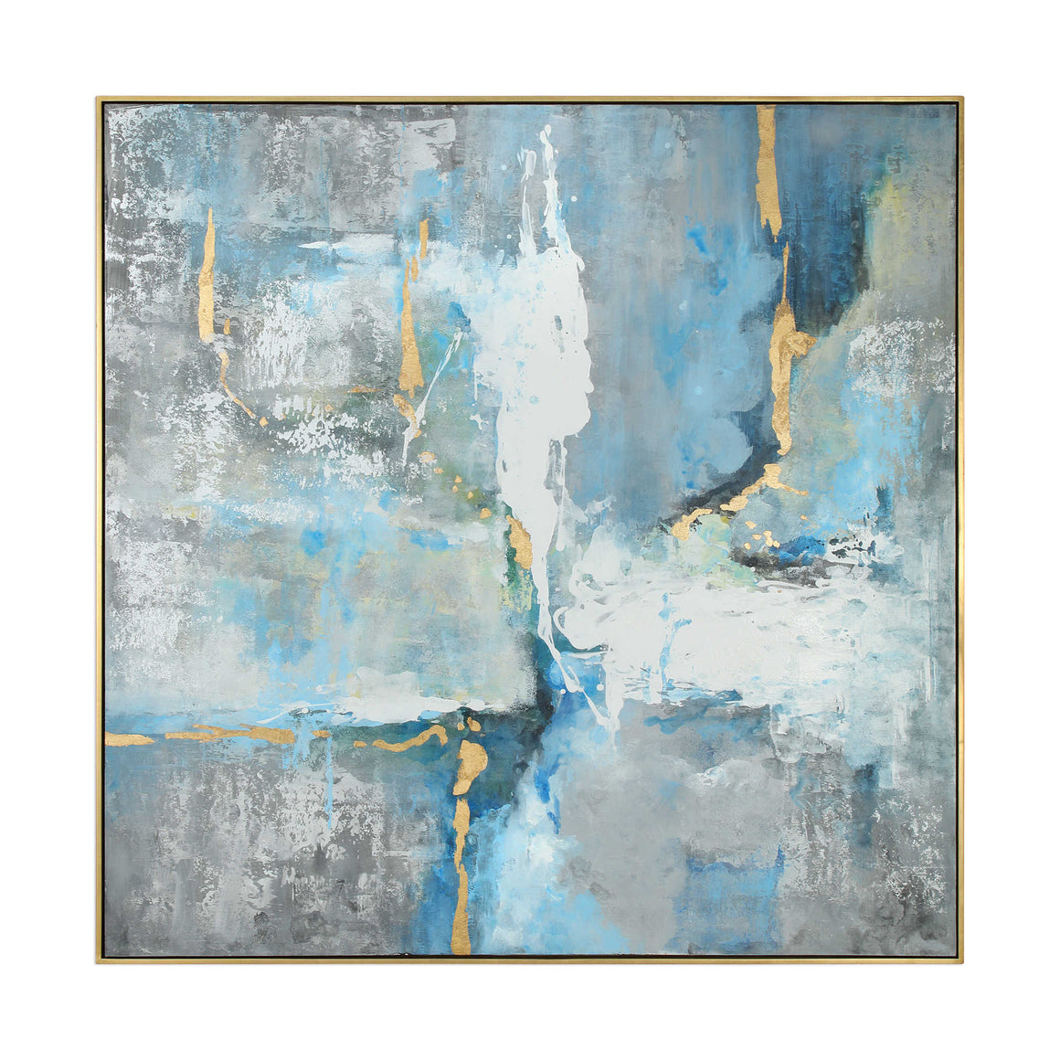 Oversized Blue & Gold Abstract Artwork