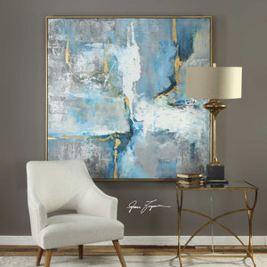 Oversized Blue & Gold Abstract Artwork