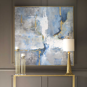 Oversized Blue & Gold Abstract Artwork