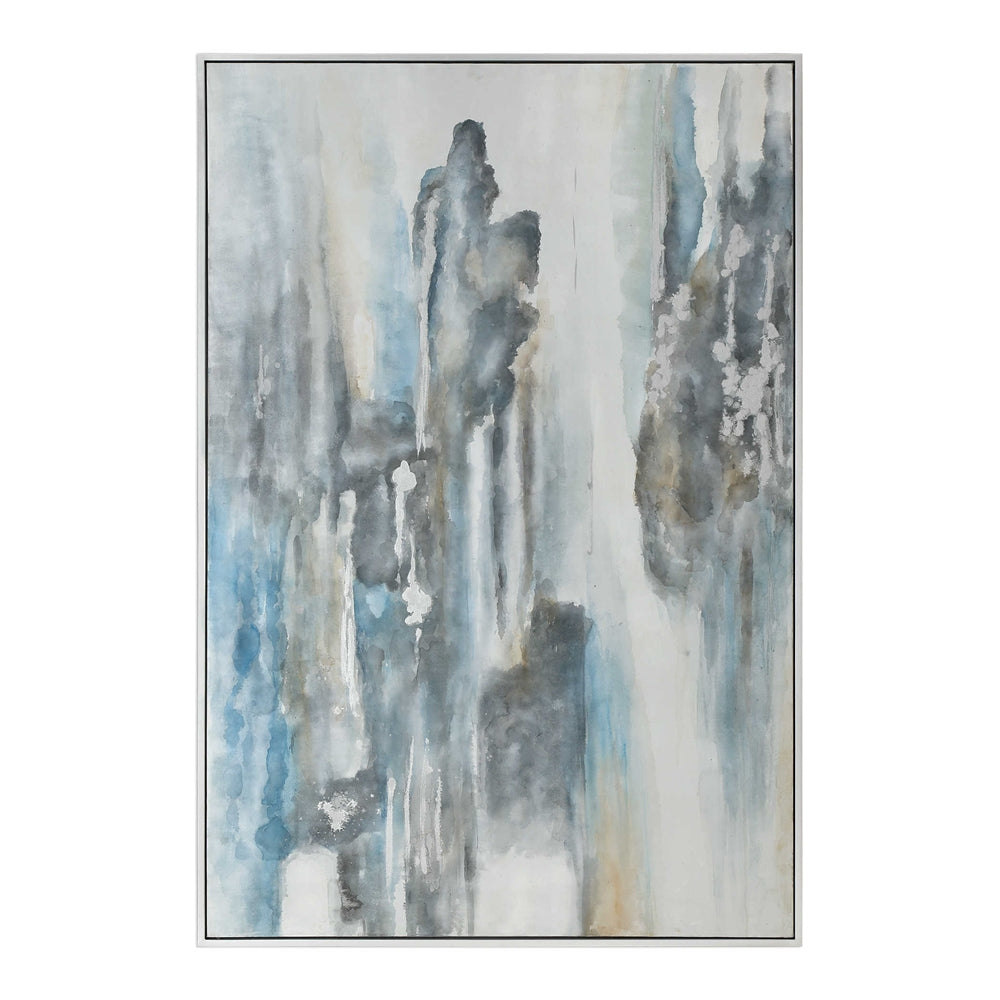 Oversized Abstract Running Colors Artwork – Blue & Grey