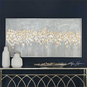 Oversized Abstract Parade Artwork – Gold & Silver