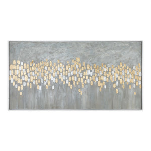 Oversized Abstract Parade Artwork – Gold & Silver