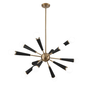 Zodiac 12 Light Aged Brass Chandelier
