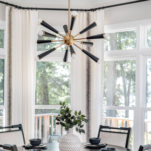 Zodiac 12 Light Aged Brass Chandelier