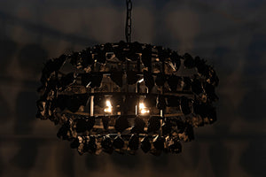 Vulcan Chandelier, Black Metal with Black Rocks
