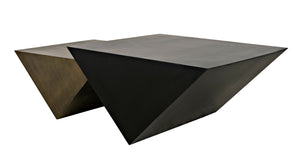 Amboss Coffee Table, Black Metal, Aged Brass Finish