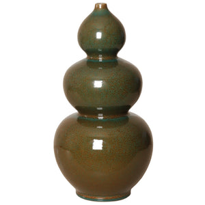 Triple Gourd Ceramic Vase  – Amazon Green