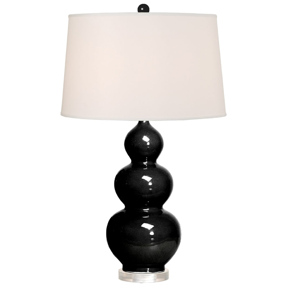 Triple Gourd Vase Ceramic Table Lamp – Glossy Black Glaze