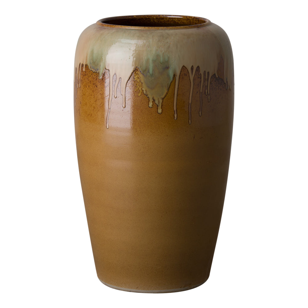 Tall Ceramic Vase  with Drip Glaze – Earth Brown