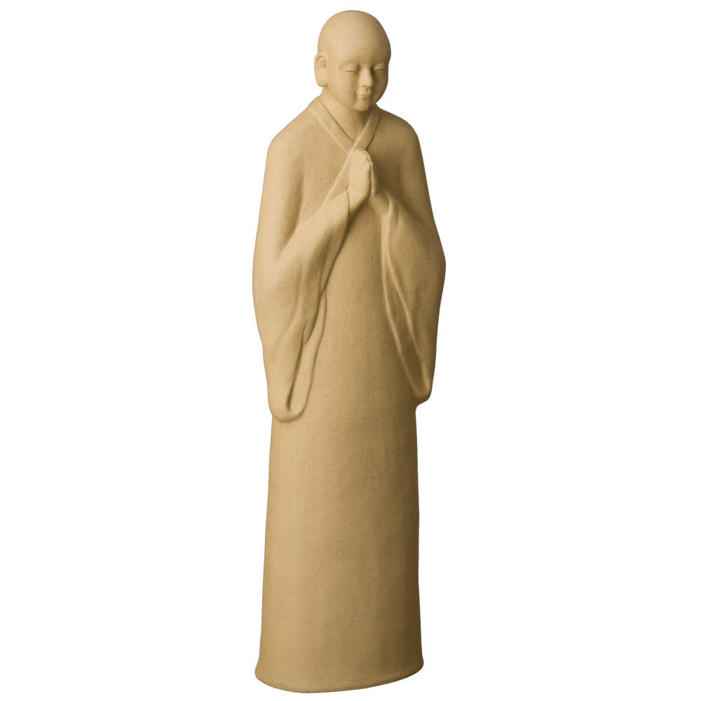 Decorative Ceramic Zen Monk Sculpture – Light Ash
