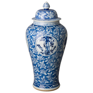 Extra Large 4 Seasons Ceramic Temple Jar – Blue & White