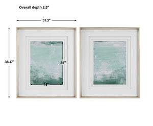 Coastal Patina Modern Framed Prints, S/2