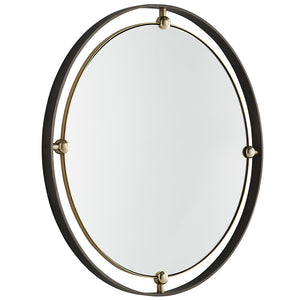 Arteriors Janey Round Iron Frame Mirror with Brass Accents