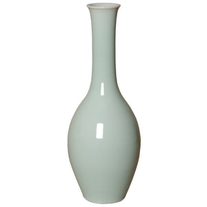 Long Neck Porcelain Bulb Vase  – Celadon Ice