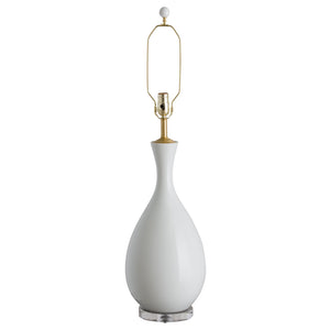 Porcelain Long Neck Vase Table Lamp – Glossy White Glaze