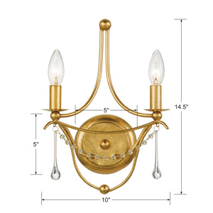 Metro 2 Light Antique Gold Sconce