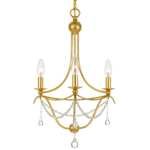 Metro 3 Light Antique Gold Mini Chandelier