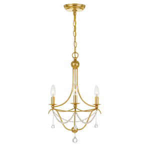 Metro 3 Light Antique Gold Mini Chandelier