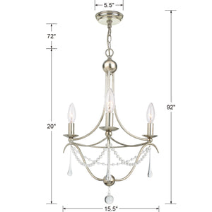 Metro 3 Light Antique Gold Mini Chandelier