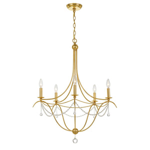 Metro 5 Light Antique Gold Chandelier