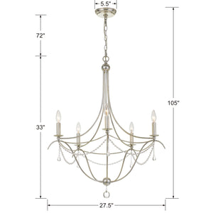 Metro 5 Light Antique Gold Chandelier