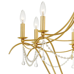 Metro 8 Light Crystal Beads Antique Gold Chandelier