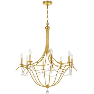 Metro 8 Light Crystal Beads Antique Gold Chandelier