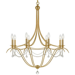 Metro 8 Light Crystal Beads Antique Gold Chandelier