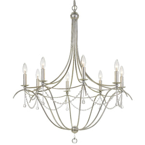 Metro 8 Light Crystal Beads Antique Gold Chandelier