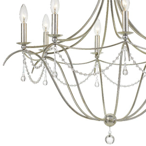 Metro 8 Light Crystal Beads Antique Gold Chandelier