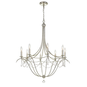 Metro 8 Light Crystal Beads Antique Gold Chandelier