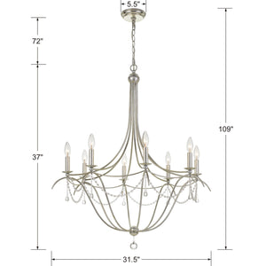 Metro 8 Light Crystal Beads Antique Gold Chandelier