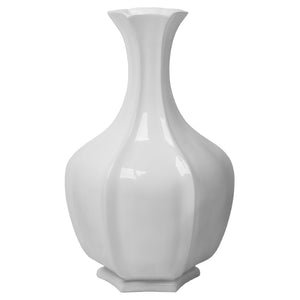 Long Neck Pomegranate Ceramic Vase  – White