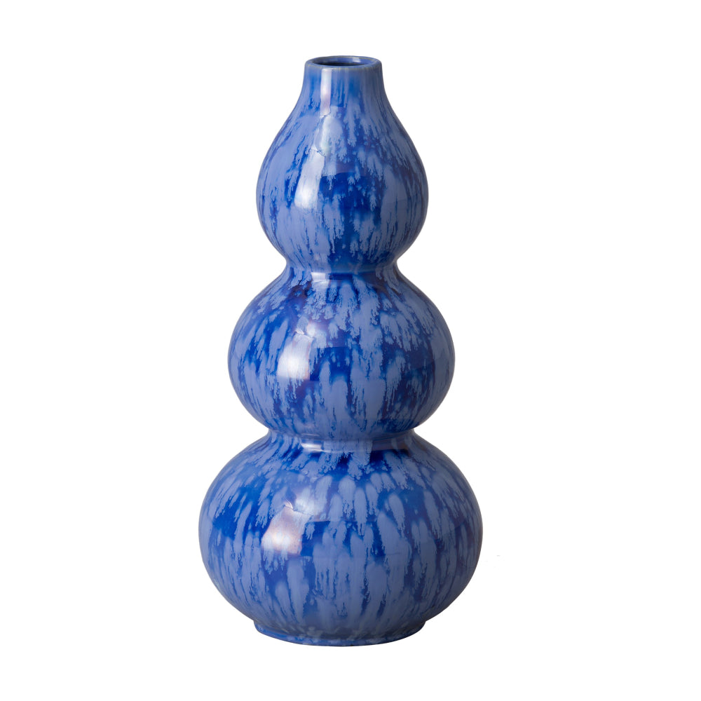 Ceramic Triple Gourd Vase – Blue Cascade