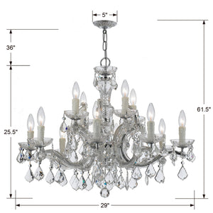 Maria Theresa 12 Light Clear Italian Crystal Polished Chrome Chandelier