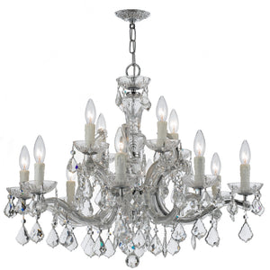 Maria Theresa 12 Light Clear Italian Crystal Polished Chrome Chandelier