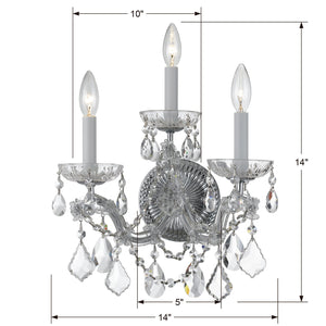 Maria Theresa 3 Light Hand Cut Crystal Polished Chrome Sconce