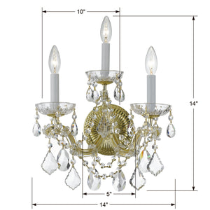 Maria Theresa 3 Light Hand Cut Crystal Polished Chrome Sconce