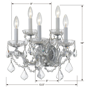 Maria Theresa 5 Light Hand Cut Crystal Polished Chrome Sconce