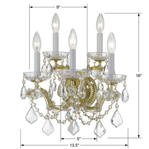 Maria Theresa 5 Light Hand Cut Crystal Polished Chrome Sconce