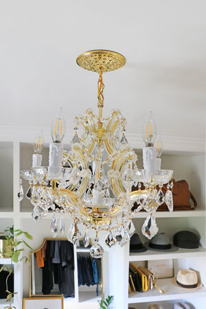Maria Theresa 6 Light Clear Italian Crystal Gold Mini Chandelier