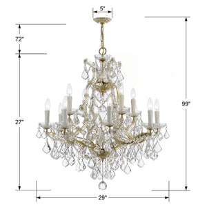 Maria Theresa 13 Light Clear Italian Crystal Gold Chandelier