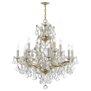 Maria Theresa 13 Light Clear Italian Crystal Gold Chandelier