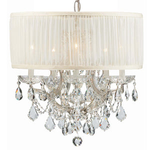 Brentwood 6 Light Crystal Polished Chrome Drum Shade Mini Chandelier