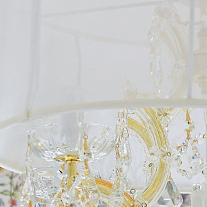 Brentwood 6 Light Crystal Gold Drum Shade Chandelier