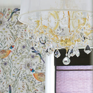 Brentwood 6 Light Crystal Gold Drum Shade Chandelier