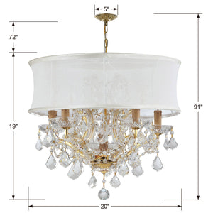 Brentwood 6 Light Crystal Gold Drum Shade Chandelier